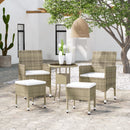 loungesæt til haven 5 dele polyrattan beige