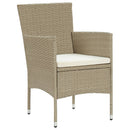 spisebordssæt til haven 3 dele polyrattan beige