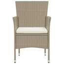 spisebordssæt til haven 3 dele polyrattan beige