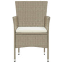 spisebordssæt til haven 5 dele polyrattan beige