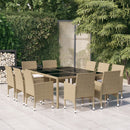 spisebordssæt til haven 11 dele polyrattan beige