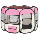foldbar hundegård med bæretaske 90x90x58 cm pink