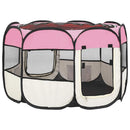 foldbar hundegård med bæretaske 90x90x58 cm pink