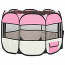 foldbar hundegård med bæretaske 90x90x58 cm pink
