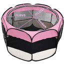foldbar hundegård med bæretaske 90x90x58 cm pink