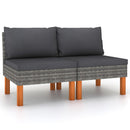 midterdele til sofa 2 stk. polyrattan og massivt eukalyptustræ