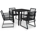 udendørs spisebordssæt 5 dele PVC-rattan sort