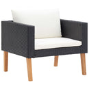 loungesæt til haven 4 dele med hynder polyrattan sort