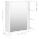 badeværelsesskab med spejl 62,5x20,5x64 cm konstrueret træ hvid