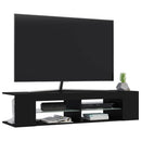 tv-skab med LED-lys 135x39x30 cm sort