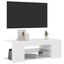 tv-skab med LED-lys 90x39x30 cm hvid