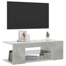 tv-bord med LED-lys 90x39x30 cm betongrå