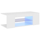 tv-skab med LED-lys 90x39x30 cm hvid højglans