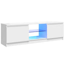 tv-skab med LED-lys 120x30x36 cm hvid højglans