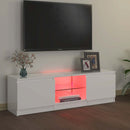 tv-skab med LED-lys 120x30x36 cm hvid højglans