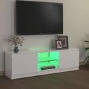 tv-skab med LED-lys 120x30x36 cm hvid højglans