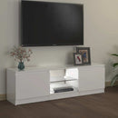 tv-skab med LED-lys 120x30x36 cm hvid højglans