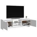 tv-skab med LED-lys 120x30x36 cm hvid højglans