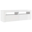 tv-skab med LED-lys 120x35x40 cm hvid højglans
