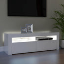 tv-skab med LED-lys 120x35x40 cm hvid højglans