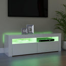 tv-skab med LED-lys 120x35x40 cm hvid højglans