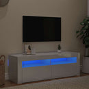 tv-skab med LED-lys 120x35x40 cm hvid højglans