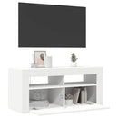tv-skab med LED-lys 90x35x40 cm hvid