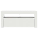 tv-skab med LED-lys 90x35x40 cm hvid