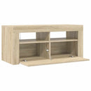 tv-bord med LED-lys 90x35x40 cm sonoma-eg