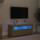 tv-bord med LED-lys 90x35x40 cm sonoma-eg