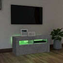 tv-bord med LED-lys 90x35x40 cm betongrå