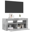 tv-bord med LED-lys 90x35x40 cm betongrå