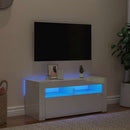 tv-skab med LED-lys 90x35x40 cm hvid højglans