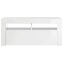 tv-skab med LED-lys 90x35x40 cm hvid højglans