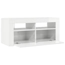 tv-skab med LED-lys 90x35x40 cm hvid højglans