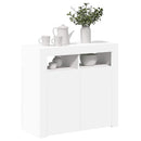 skænk med LED-lys 80x35x75 cm hvid