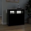 skænk med LED-lys 80x35x75 cm sort
