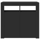 skænk med LED-lys 80x35x75 cm sort