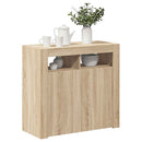skænk med LED-lys 80x35x75 cm sonoma-eg