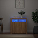 skænk med LED-lys 80x35x75 cm sonoma-eg