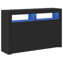 skænk med LED-lys 115,5x30x75 cm sort