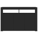 skænk med LED-lys 115,5x30x75 cm sort