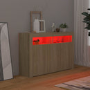 skænk med LED-lys 115,5x30x75 cm sonoma-eg