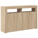 skænk med LED-lys 115,5x30x75 cm sonoma-eg