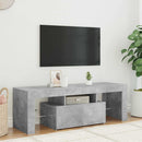 tv-bord med LED-lys 120x35x40 cm betongrå