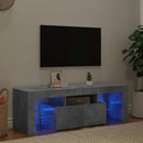 tv-bord med LED-lys 120x35x40 cm betongrå