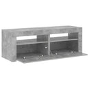 tv-bord med LED-lys 120x35x40 cm betongrå