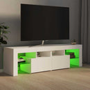 tv-bord med LED-lys 140x36,5x40 cm hvid