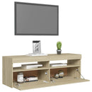 tv-bord med LED-lys 120x35x40 cm sonoma-eg
