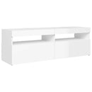 tv-skab med LED-lys 120x35x40 cm hvid højglans